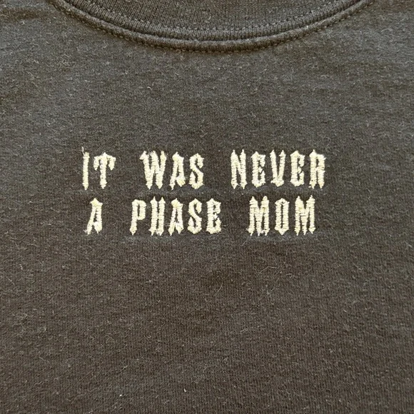 Classic Black Crewneck Sweater with Statement - Picture 2 of 3